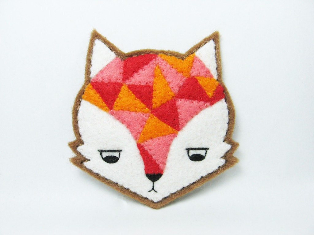 Annoyed urban fox felt pin