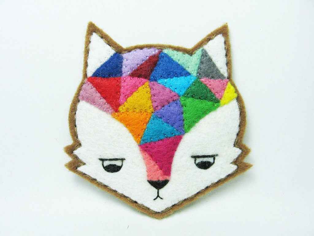 Annoyed urban fox felt pin - Made to order