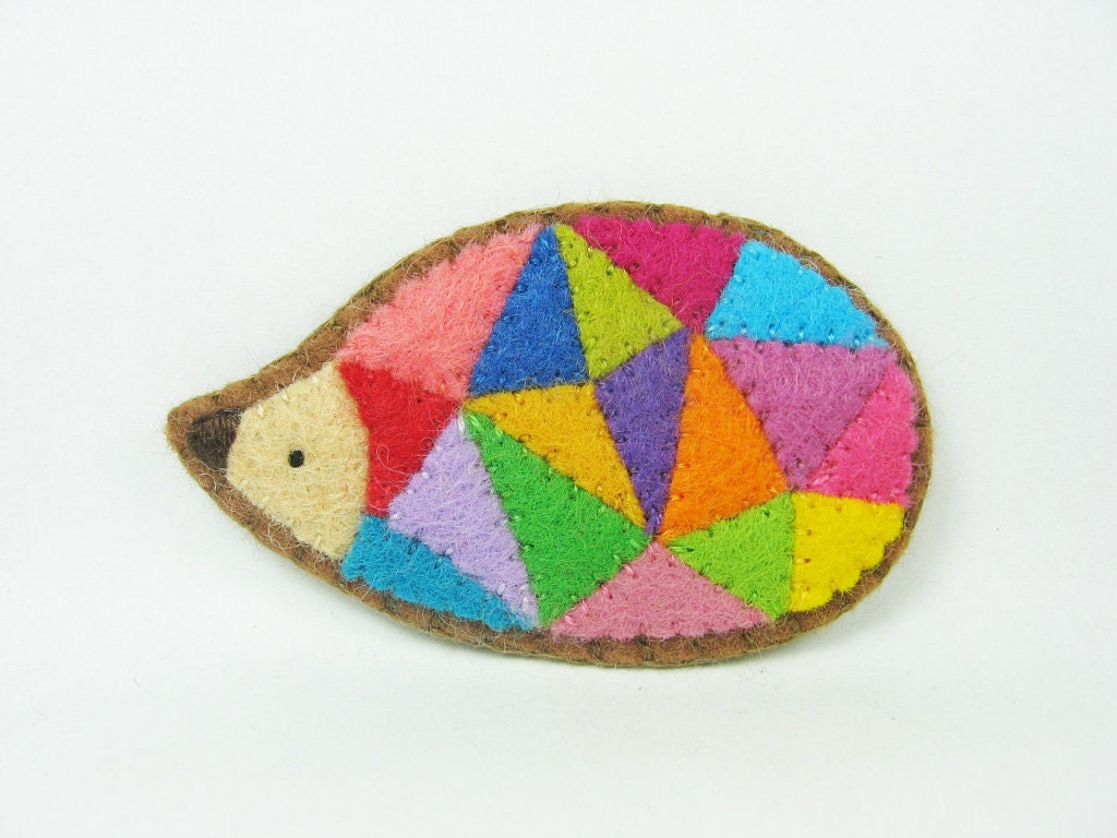Prism hedgehog felt pin - made to order