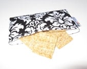 Reusable Snack Bag - White flowers on Black