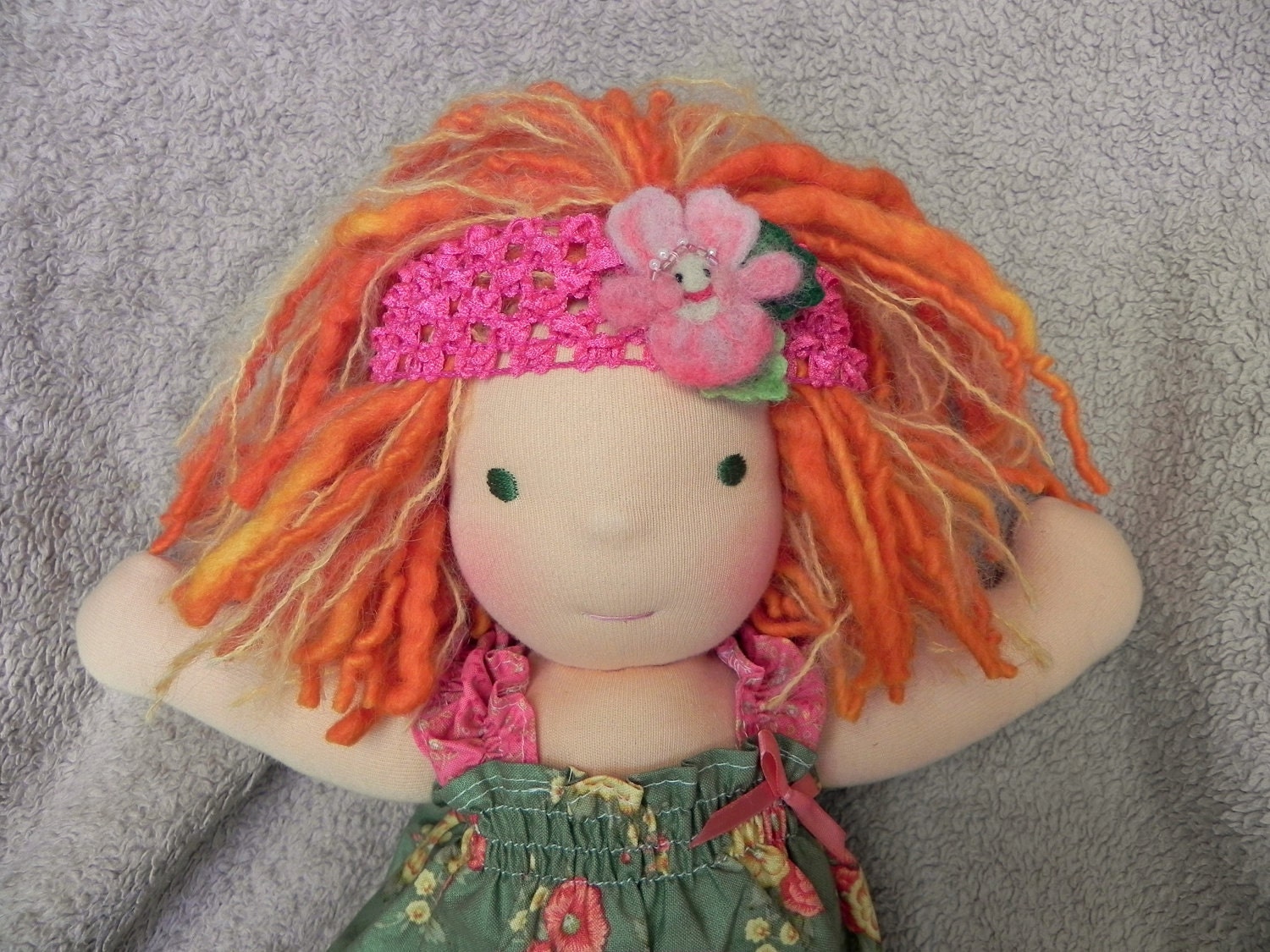 Waldorf Doll Pink Princess Pansy Hair Wreath ...Needle felted Head Band for Waldorf doll (or the little girl who loves her)