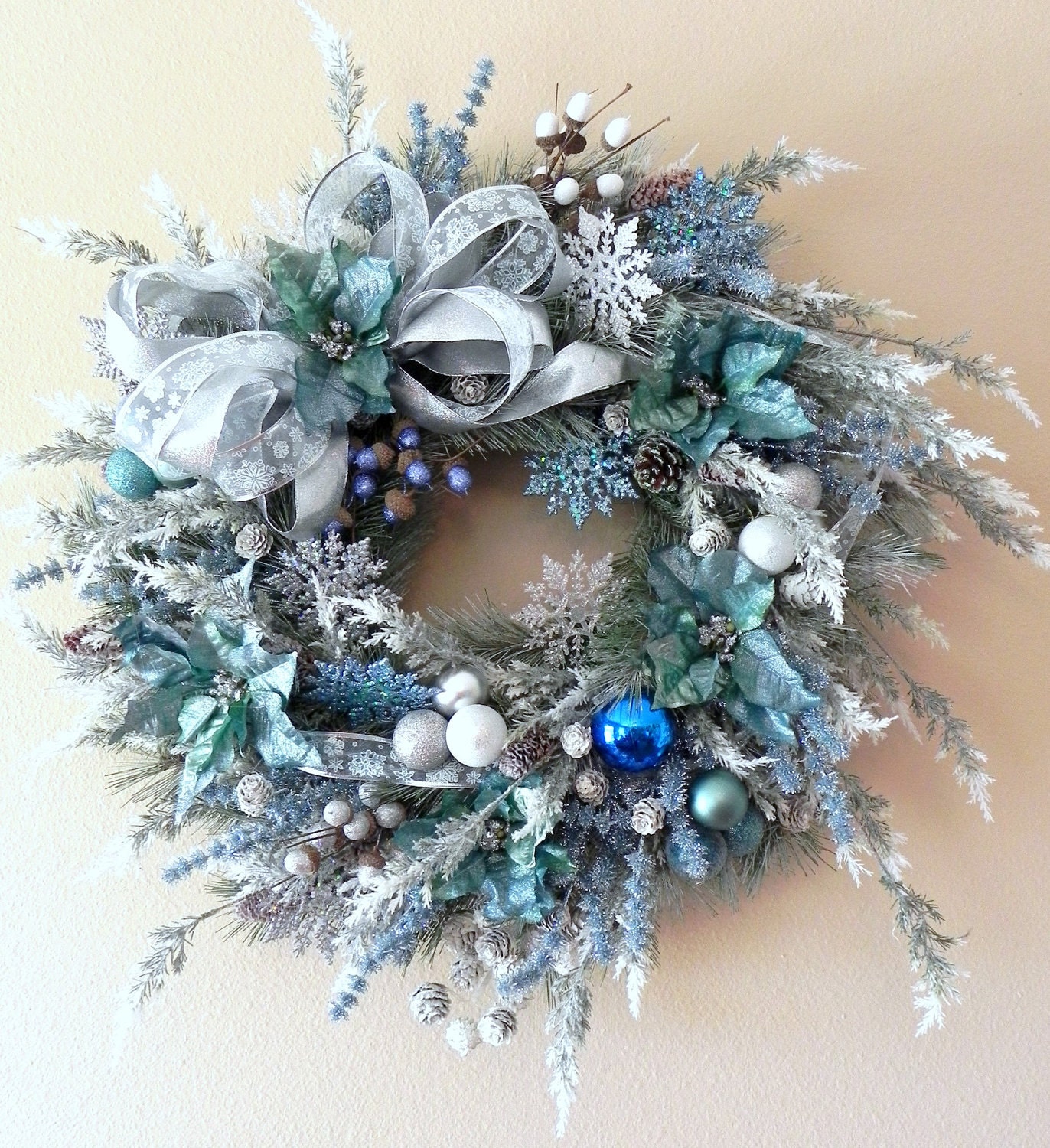 Christmas Wreath OOAK CUSTOM WREATH...You choose the size, flowers, and theme to match your own home decor