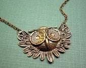 Victorian Owl Necklace - classic retro antique vintage style bronze chain funky jewelry punkrock jewellery animal bird head szeya designs