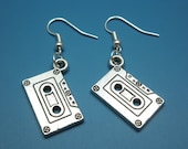 Cassette Earrings - mixtape geek chic retro old school jewelry 80s 90s punk rock groovy cool fun rockabilly cute silver plated szeya designs