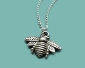Humble Bee Necklace - garden inspired little insect pendant fun cute jewellery rockabilly chic custom length silver plated szeya designs