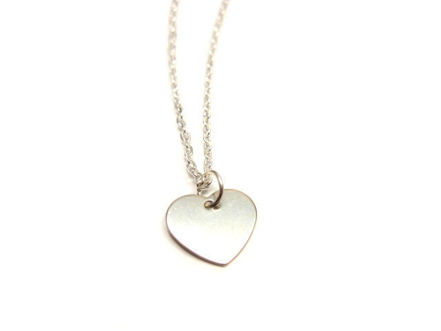 Tiny Heart Necklace - stainless steel chain simple cute necklace bridal jewelry bridesmaid gift small wedding favors romantic gift for her