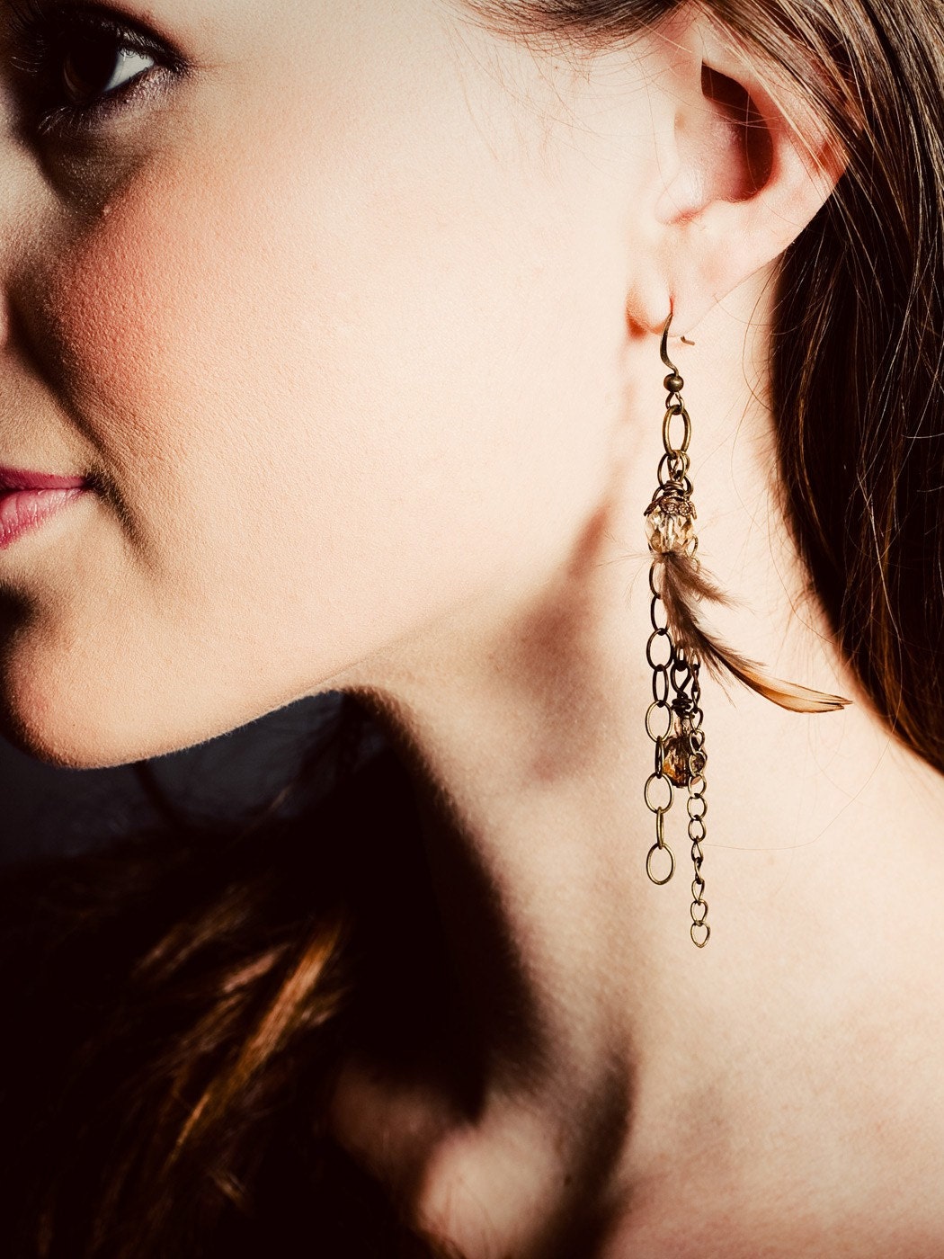 Feathers and beads charm earrings- style 401