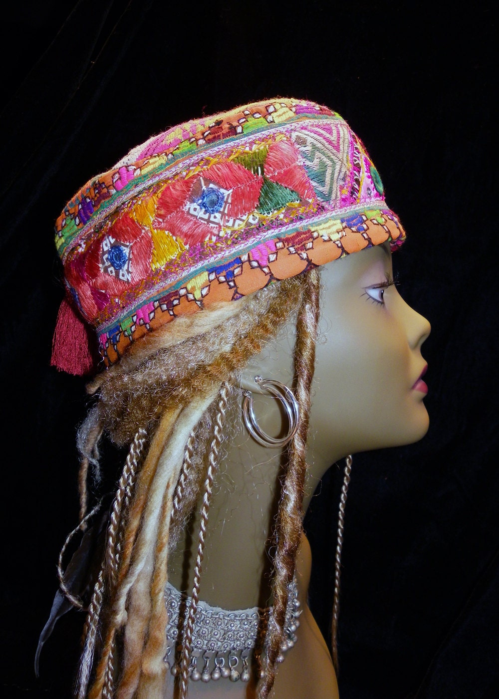 Hat Orange Pink Hmong & Indian Gypsy World Peace Hat