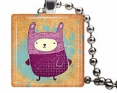 Jewelry Glass Tile Pendant Cute Bunny