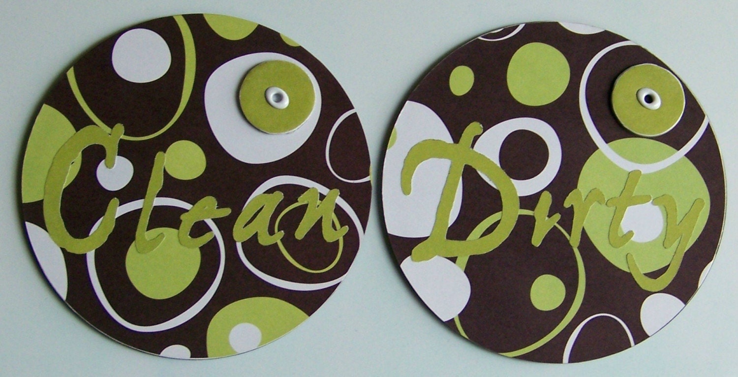 dishwasher magnets clean/dirty Lime Green and Brown