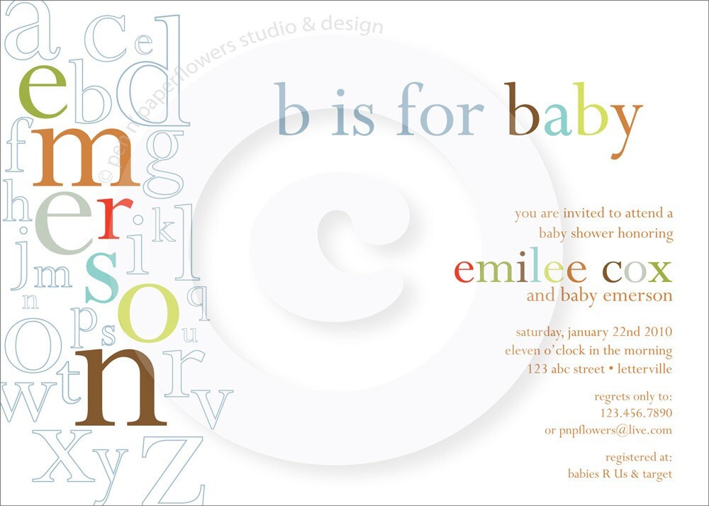 P.I.Y. (print-it-yourself) 5x7 Shower Invitation - ABC Collection
