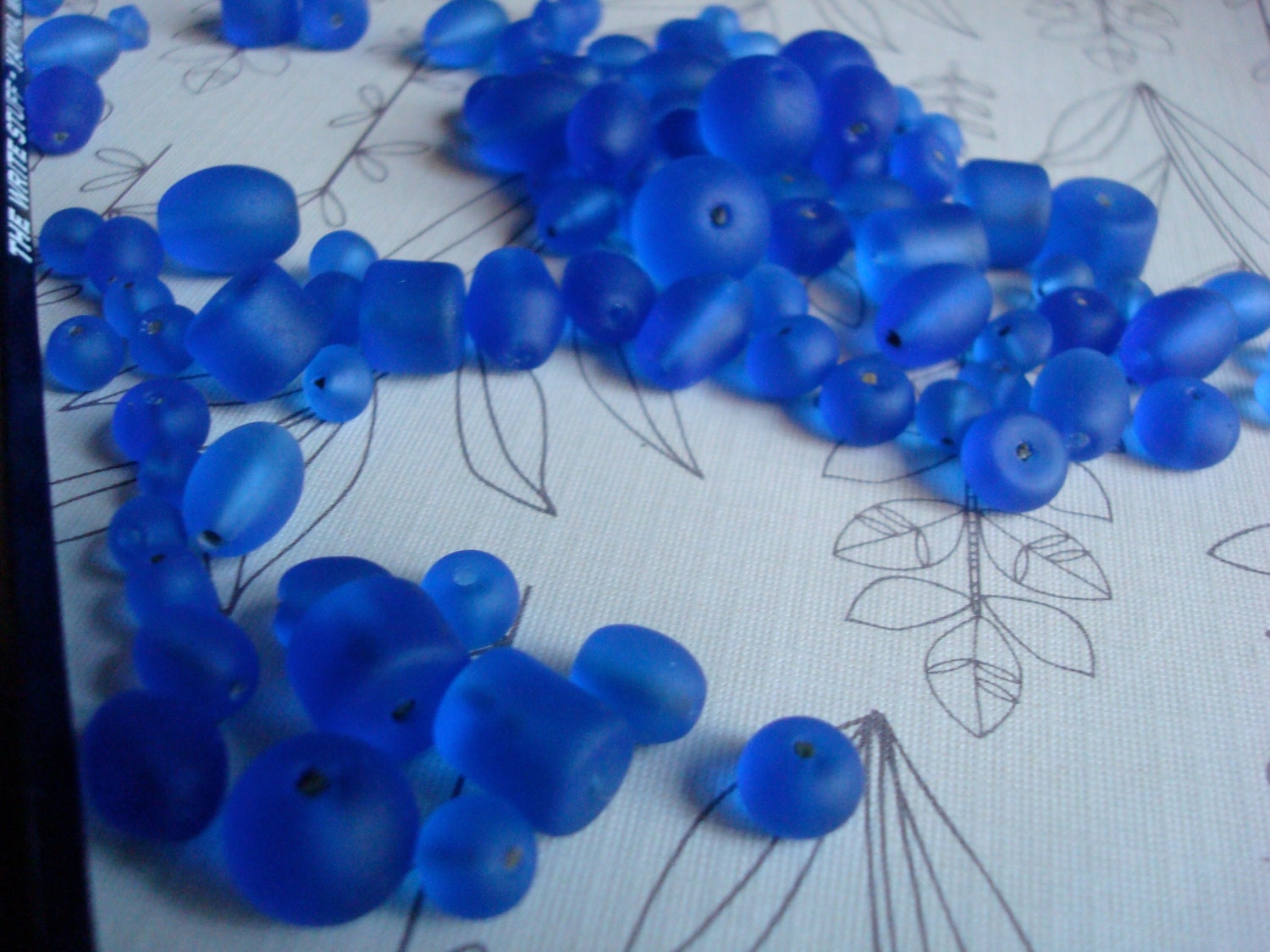 100 sea glass bead blue cobalt royal 2-10 mm glass beach beads collection