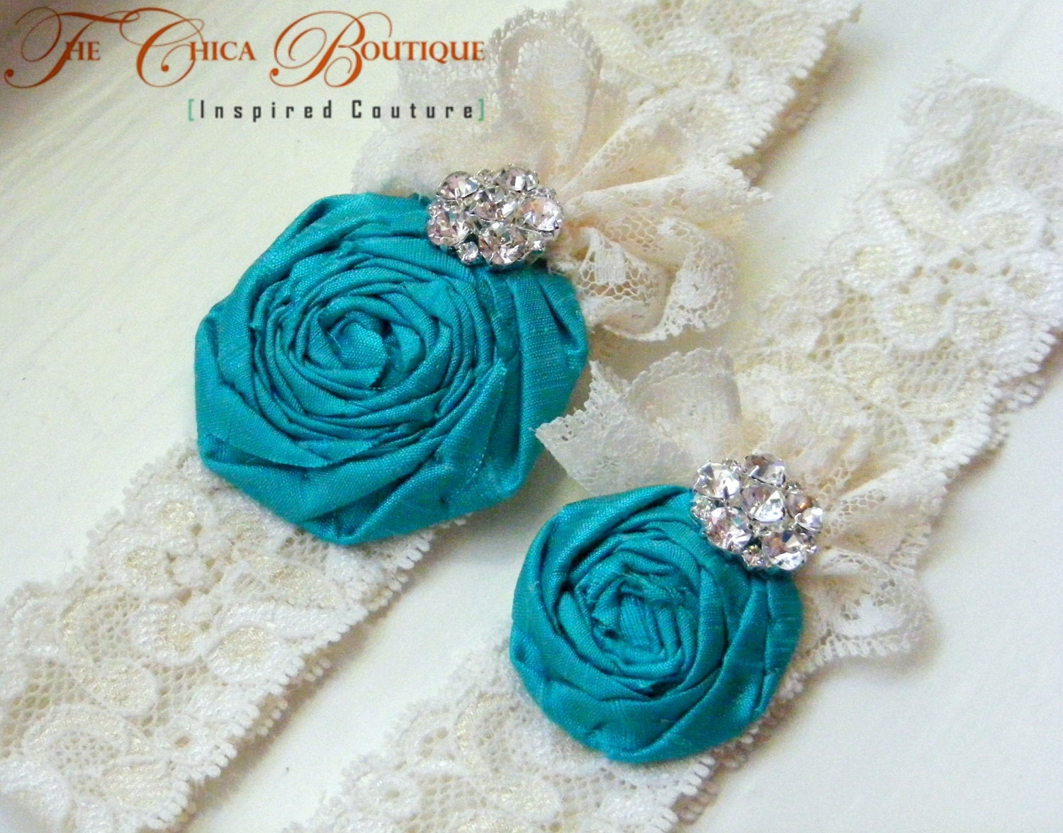 Wedding Garter Set- Ruffles and Lace- Custom Colors- The Chica Boutique Original