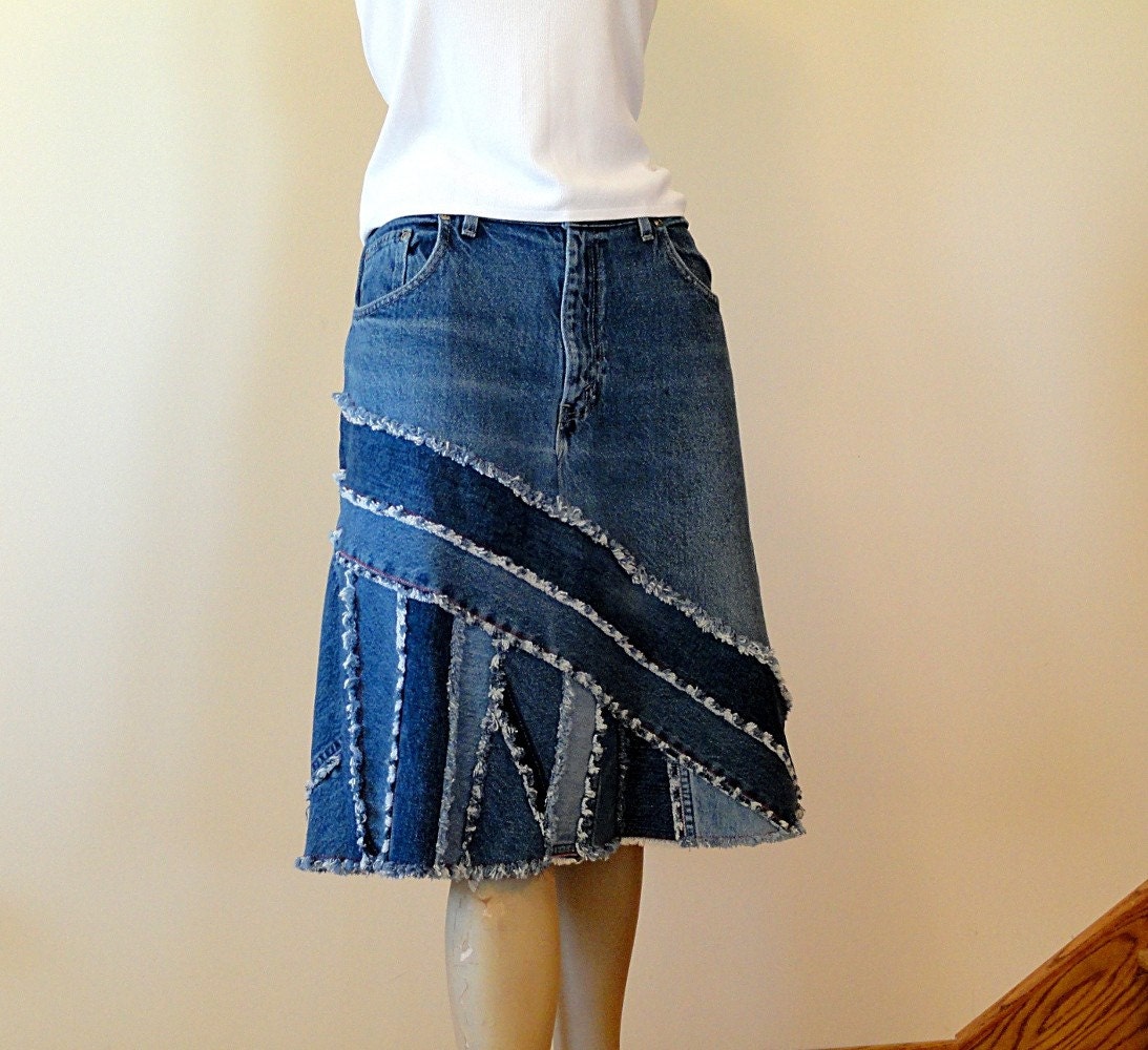 Upcycled Pieced Jean Skirt - Ella 2day Denim Skirt