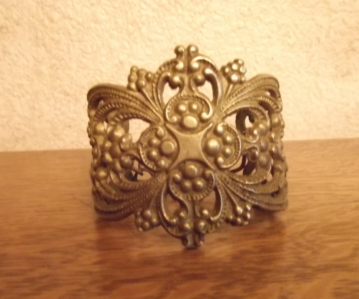Vintage Brass Hardware bracelet , escutcheon, drawer pull