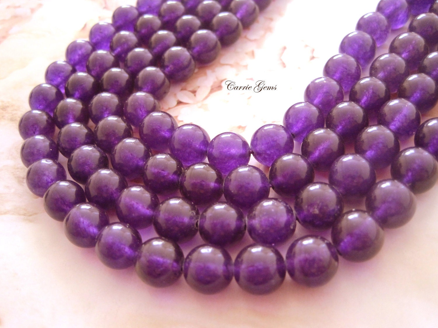 16" long (39 pcs) Amethyst Purple Jade Round 10mm Beads