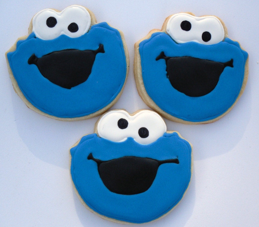 Cookie Monster Sugar Cookie Party Favors 1st Birthday Baby Boy Baby Girl Custom Favors