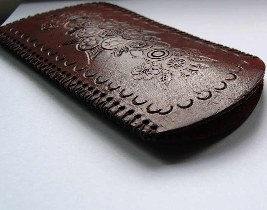 Tooled Leather Glasses / Eyeglass / Spectacles Case - vintage from Spain