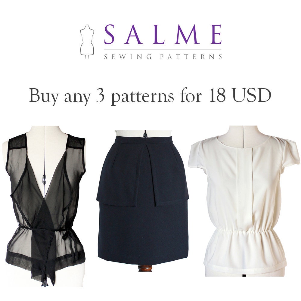PDF Sewing patterns - Buy any 3 for 18 USD