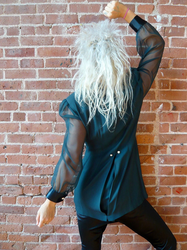 Vintage fitted goth blazer with sheer sleeves
