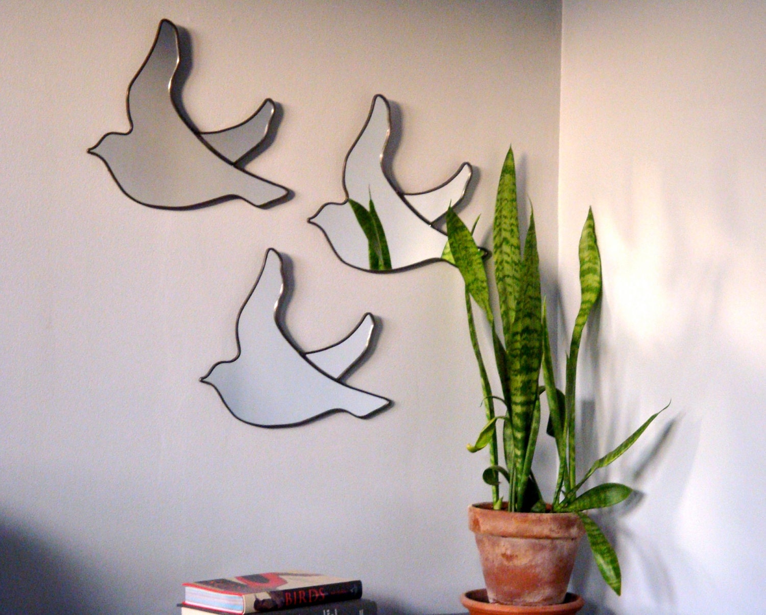 SALE / / / Bird Mirrors Trio of / Handmade Wall Mirror