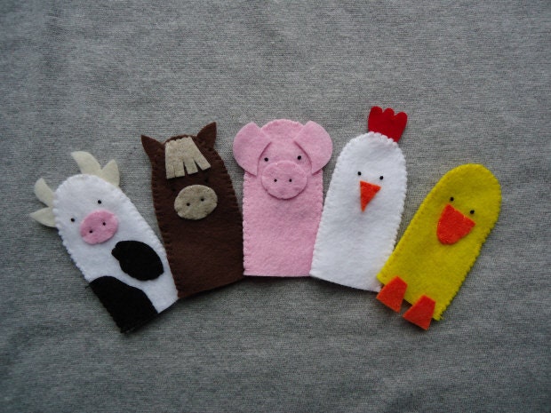 Felt Farm Animal Finger Puppets - FREE SHIPPING (US Domestic)