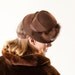 Vintage 1940s Hat Mink Fur Chocolate Brown Wool Perch Fall Fashions