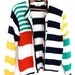 Reserved - Cardigan Rainbow 1980s Colorful Stripe Sweater Vintage Button Up Top Size Small