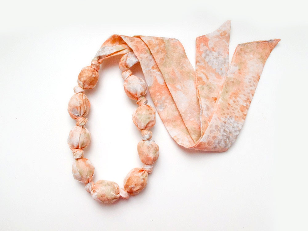 Long fabric necklace CORAL REEF
