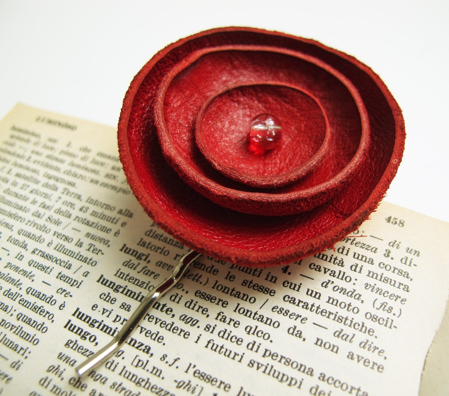 Red Poppy flower bobby pin