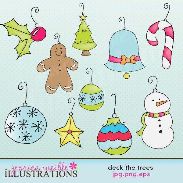 Deck the Trees Cute Digital Clipart for Card Design, Scrapbooking, and Web Design Il_170x135