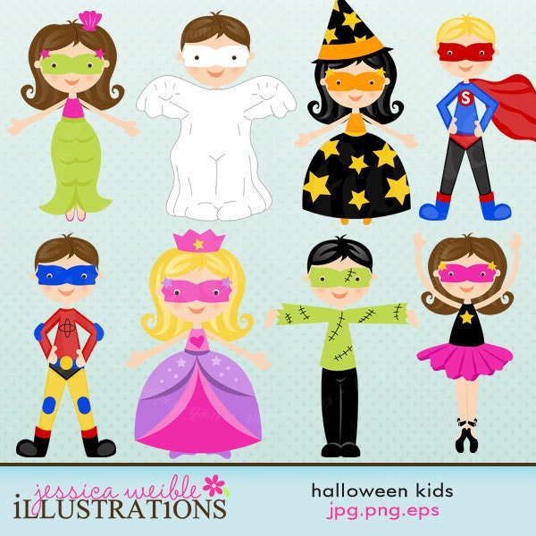Halloween Kids Cute Digital Clipart for Card Design, Scrapbooking, and Web Design Il_170x135