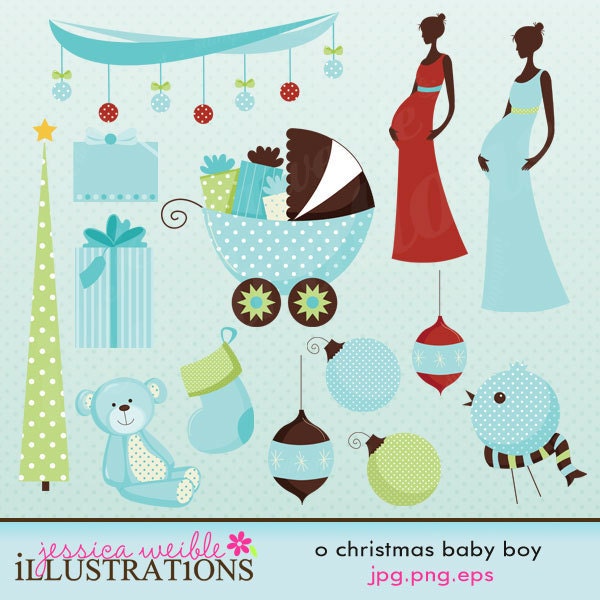 O Christmas Baby Boy Cute Digital Clipart for Card Design, Scrapbooking, and Web Design Il_170x135