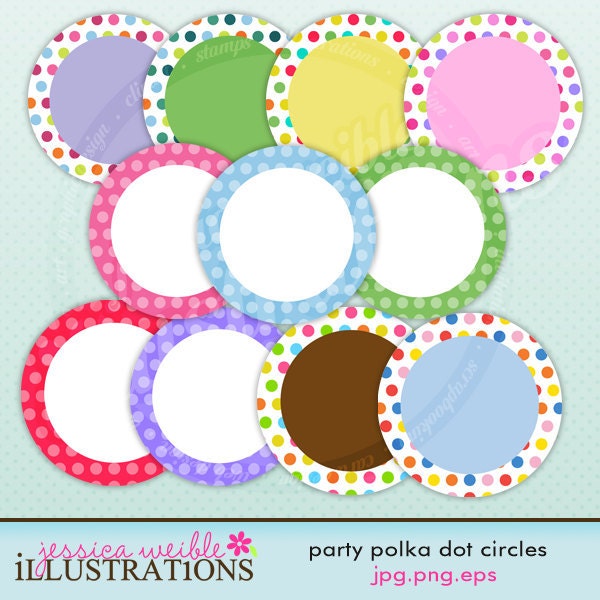 Party Polka Dot 2 Inch Circles, Customizable Printable Party Favors Il_570xn