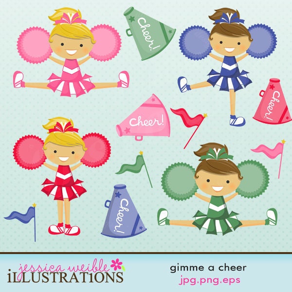 Gimme A CHEER Cute Digital Clipart for Card Design, Scrapbooking, and Web Design Il_570xn
