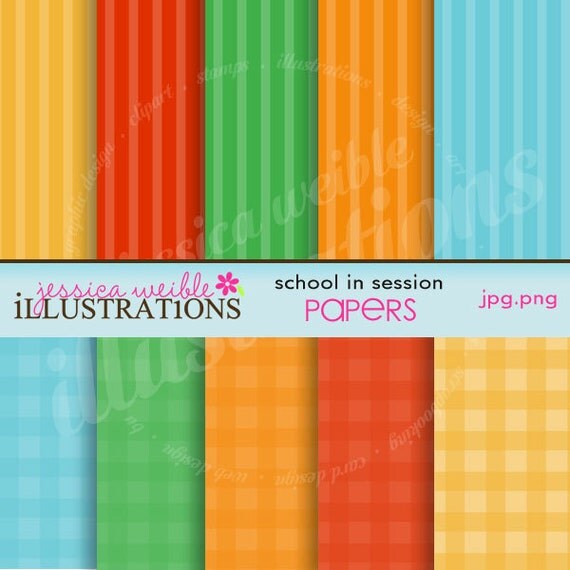 School in Session Cute Digital Papers for Card Design, Scrapbooking, and Web Design Il_570xn