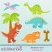 Dinosaur Rawr Cute Digital Clipart for Card Design, Scrapbooking, and Web Design