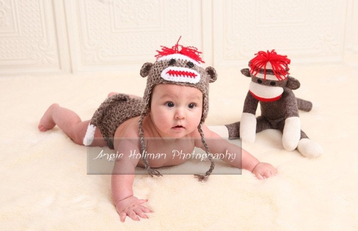 SOCK MONKEY Set Prop INCLUDES Diaper Cover