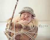 SALE Crochet Fishing Hat plus Fish photo prop Newborn and 3-9 month sizes  Upgraded PRIORITY shipping listing