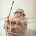 SALE Fishing Hat Crochet PROP plus Fish pick Newborn or 3-9 month sizes