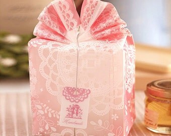 Pink Doily Pattern Semitransparent Bags (10 bags)