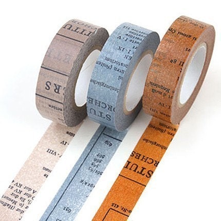 3 SET - Oldbook Vintage Masking Tapes 0.6 inch (adhesive)
