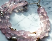 Monique, Pink Rose Quartz Pearl Layered Necklace OOAK Rush Shipping Available