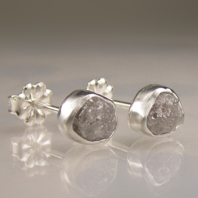 Natural Rough Diamond Earrings