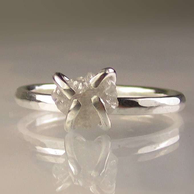Raw Diamond Ring in Recycled Sterling