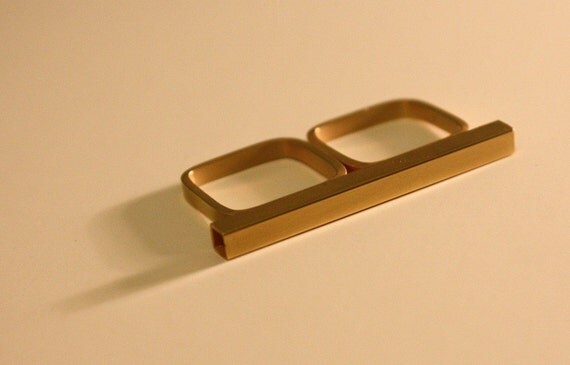 READY to SHIP two finger bar ring in gold SIZE 8