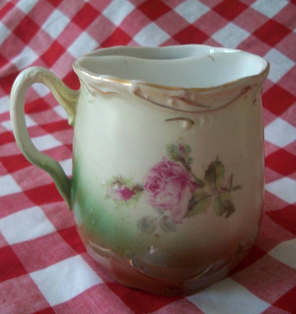Antique Hand Painted Floral Porcelain Shaving Mug
