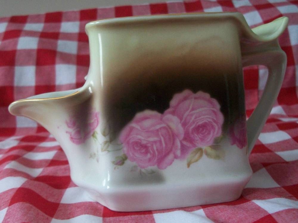 Antique Hand Painted Porcelain Scuttle Shaving Mug - Germany