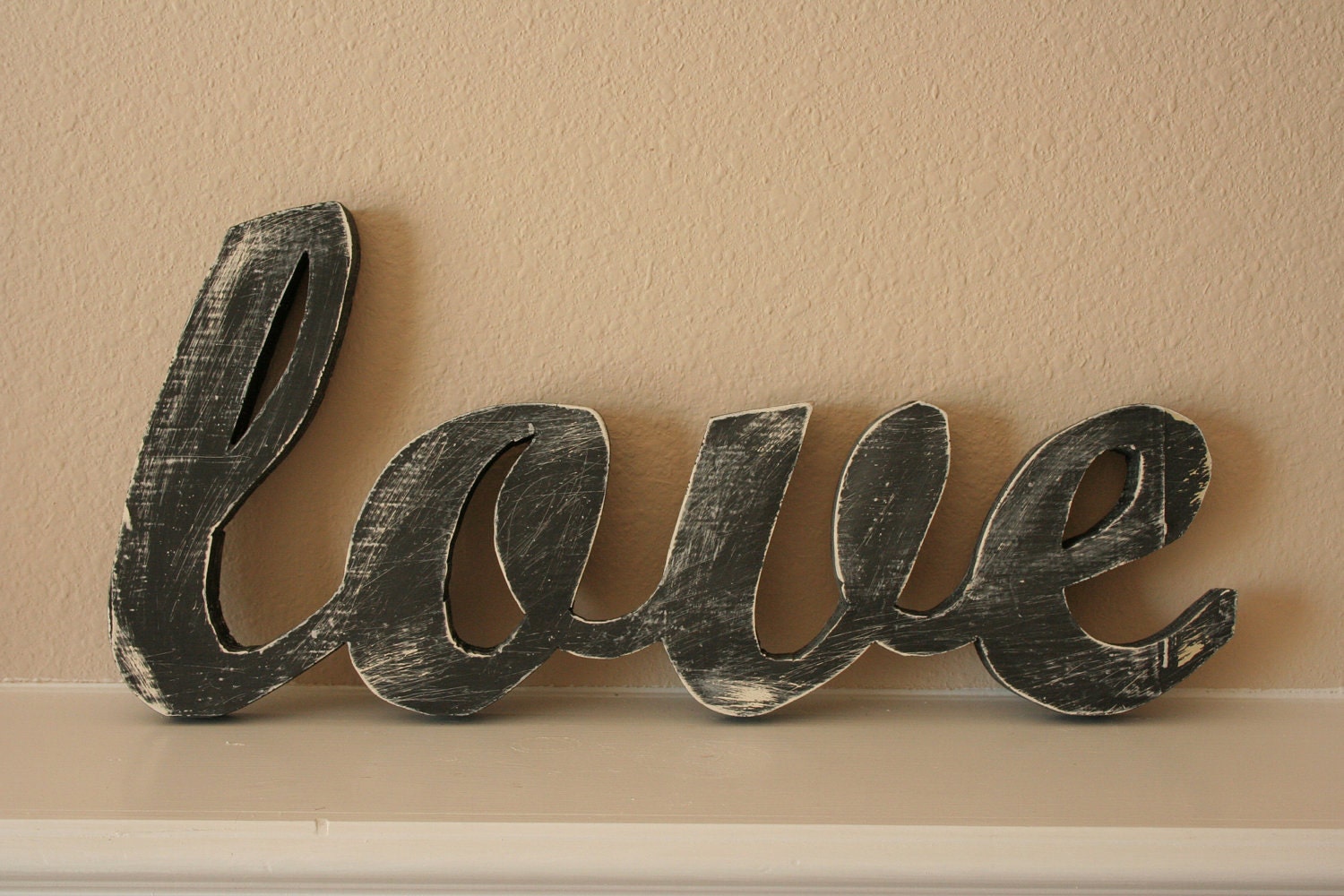 Shabby Chic Distressed Love Sign French Country