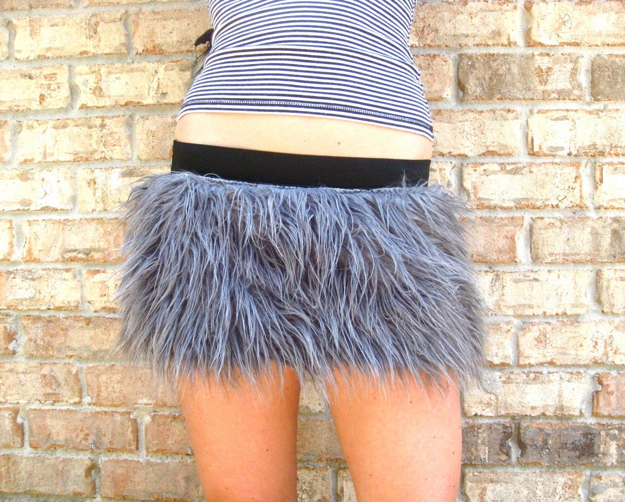 GReY FLuffy SKiRT-- wolf bunny bear animal CoSTume Accessory -- Adult Sm Md tutu skirt dance funky pixie retro urban festivals summer